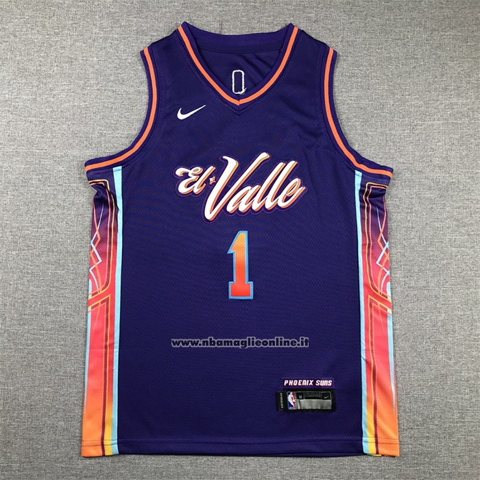 Maglia Bambino Phoenix Suns Devin Booker #1 Citta 2023-24 Viola
